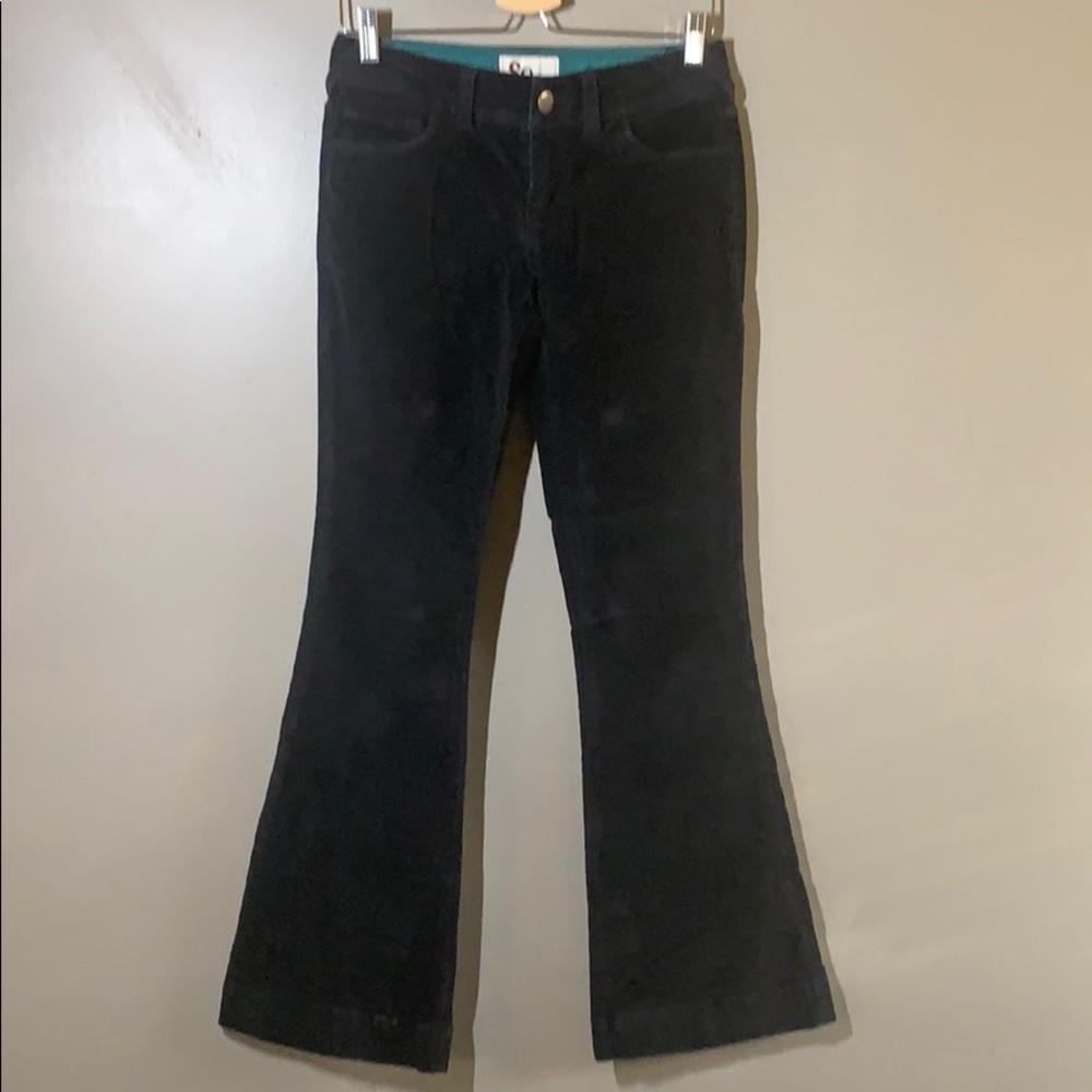 Corduroy, faded navy/black flare jeans